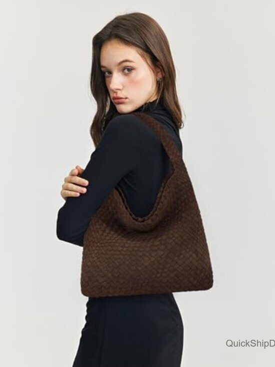 Faux Suede Hobo Handbag with Top Handle and Shoulder Strap - Picture 2 of 7